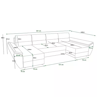 U-förmige Couchgarnitur OPHELIA – Grün