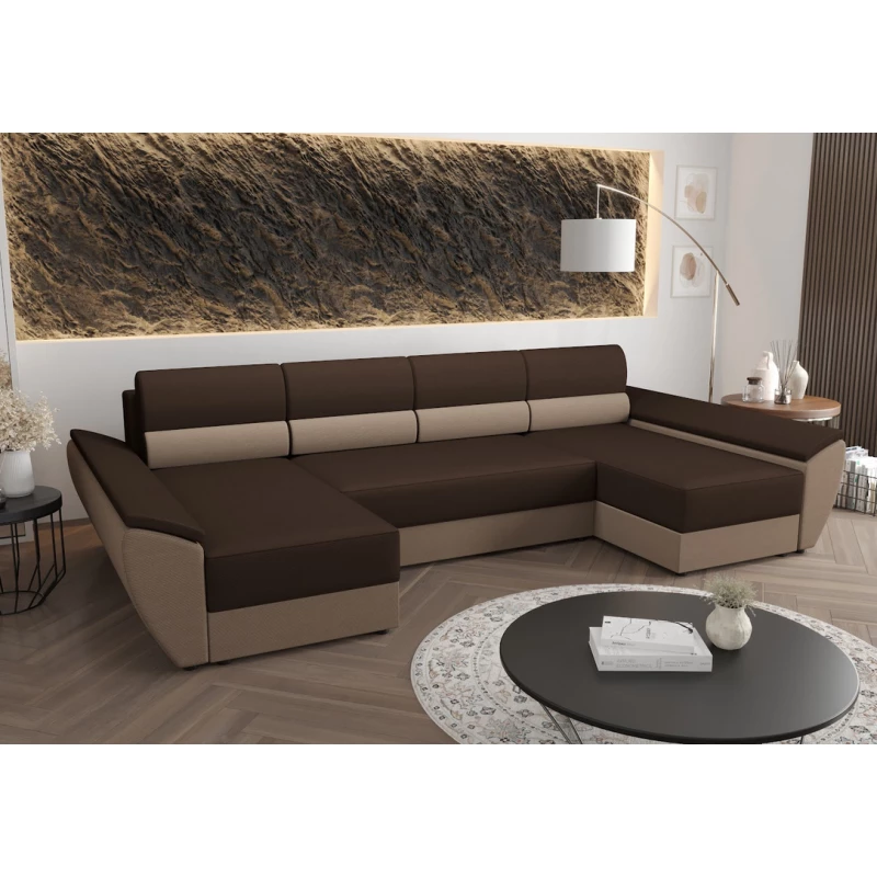 U-förmige Couchgarnitur OPHELIA – Braun/Beige