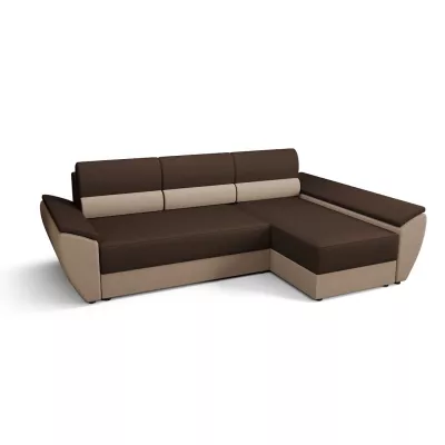 Eckcouchgarnitur für den täglichen Schlaf OPHELIA – Braun/Beige