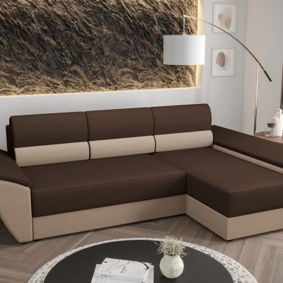 Eckcouchgarnitur für den täglichen Schlaf OPHELIA – Braun/Beige