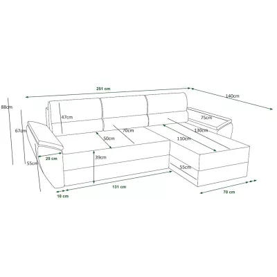 Ausziehbares Ecksofa OPHELIA – Honigfarbe