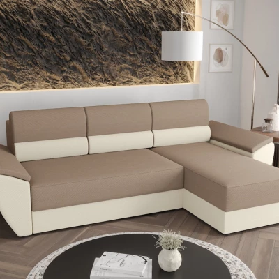 Ausziehbares Ecksofa OPHELIA – Beige/Beige