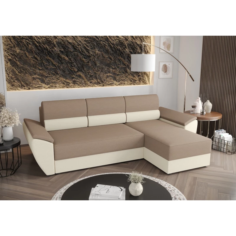 Ausziehbares Ecksofa OPHELIA – Beige/Beige