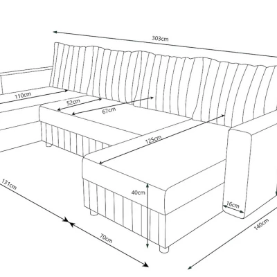 U-förmige Couchgarnitur EDITH – Braun