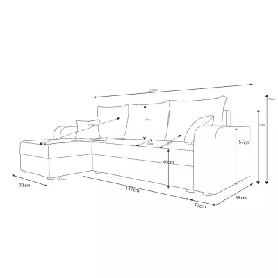 Ecksofa CHIARA – Grau/Schwarz