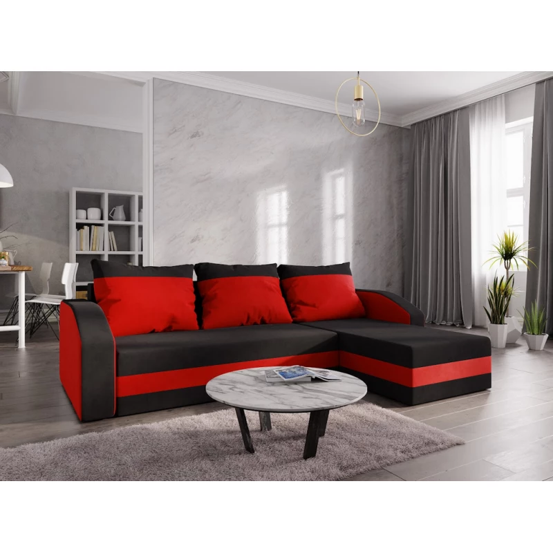 Ecksofa CHIARA – Schwarz/Rot