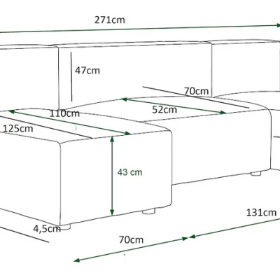 Praktische U-Form Couchgarnitur RADANA – schwarz