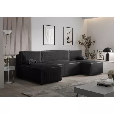 Praktische U-Form Couchgarnitur RADANA – schwarz