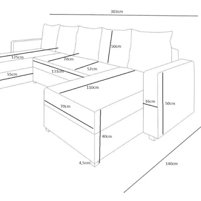 U-förmige Couchgarnitur ANNIE 1 – Grau/Weiß