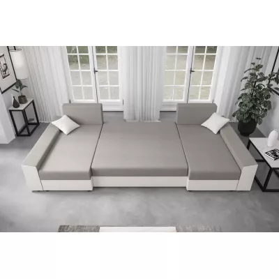 U-förmige Couchgarnitur PARI – Beige/Dunkelbraun