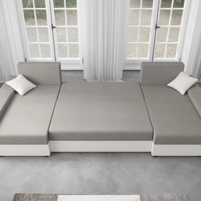 U-förmige Schlaf Couchgarnitur PARI – Braun/Beige