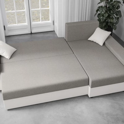 Ausziehbares Ecksofa PARI – Beige/Dunkelbraun