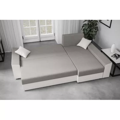 Ausziehbares Ecksofa PARI – Beige/Dunkelbraun