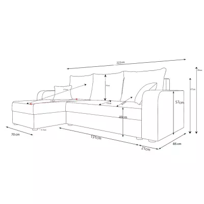 Ausziehbares Ecksofa PARI – Schwarz/Weiß 2