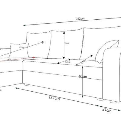 Ausziehbares Ecksofa PARI – Dunkelbraun/Beige