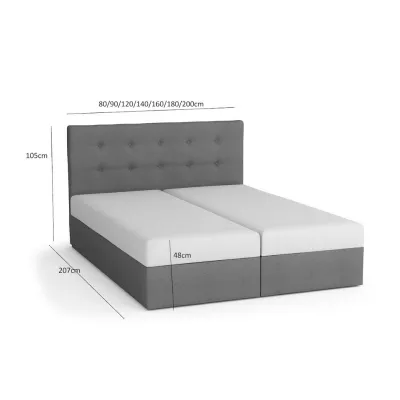 Boxspringbett mit Stauraum WALLY COMFORT – 200x200, Grau