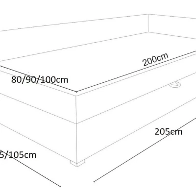 Polstereinzelbett VALESKA COMFORT – 90x200, links, hellgrau / grau