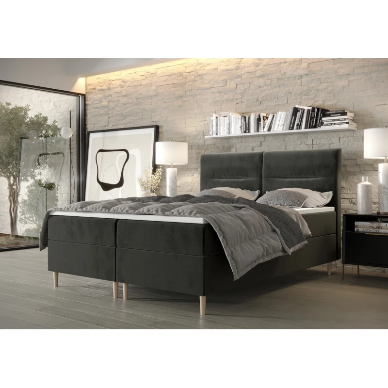 Boxspringbett mit Stauraum HENNI COMFORT – 200x200, Asche