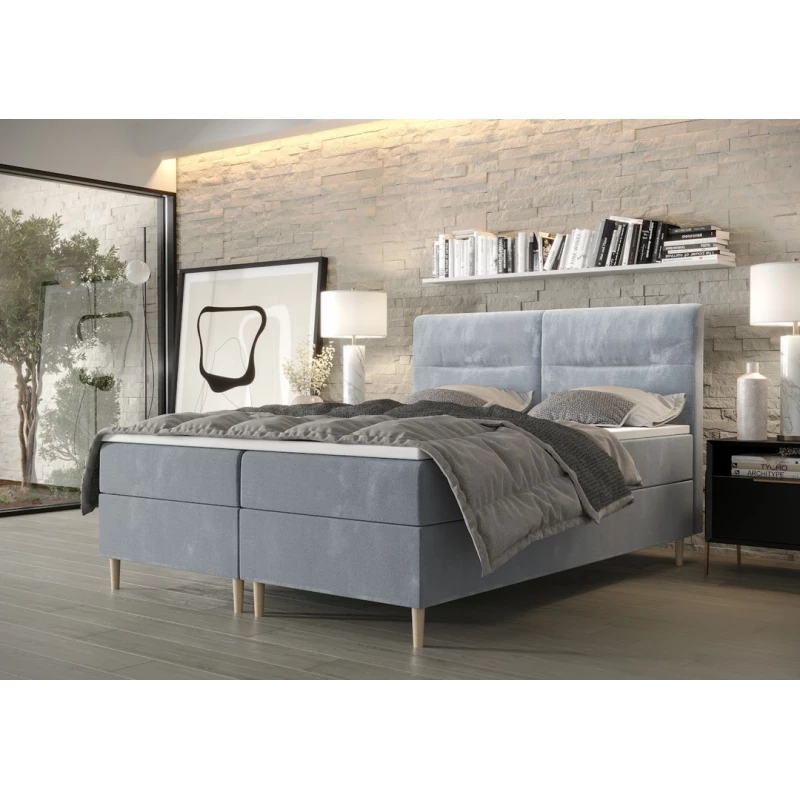 Boxspringbett mit Stauraum HENNI COMFORT – 200x200, Blau