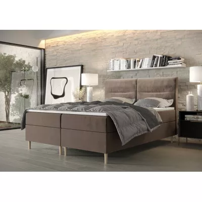 Boxspringbett mit Stauraum HENNI COMFORT – 200x200, Milchschokolade