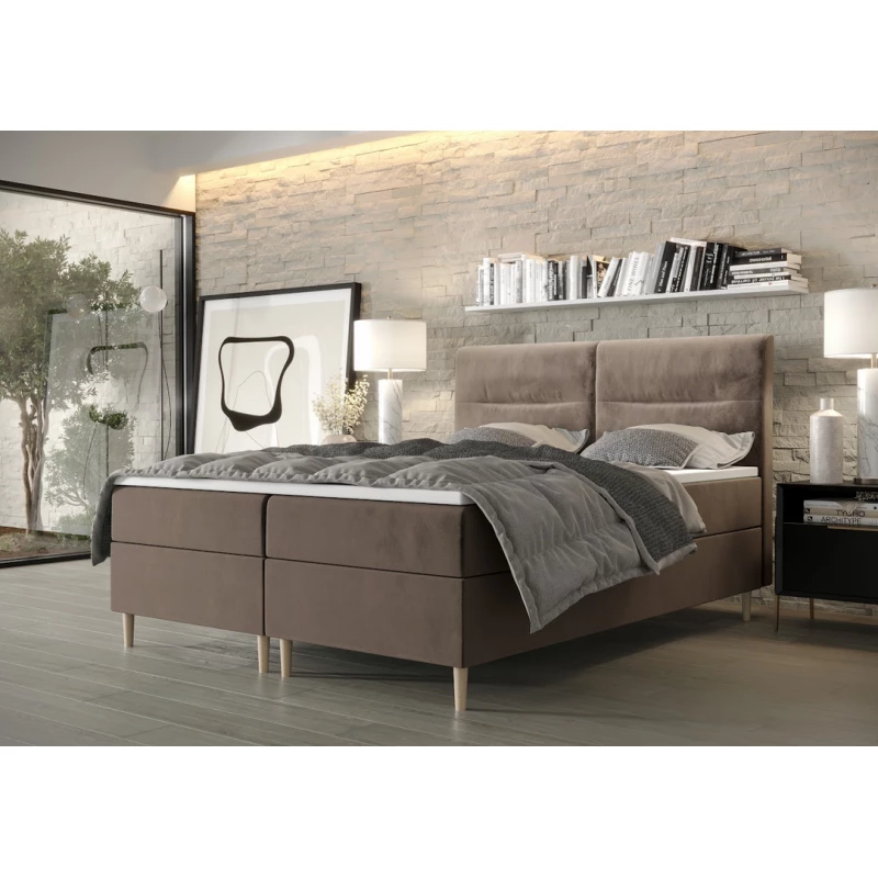 Boxspringbett mit Stauraum HENNI COMFORT – 180x200, Milchschokolade