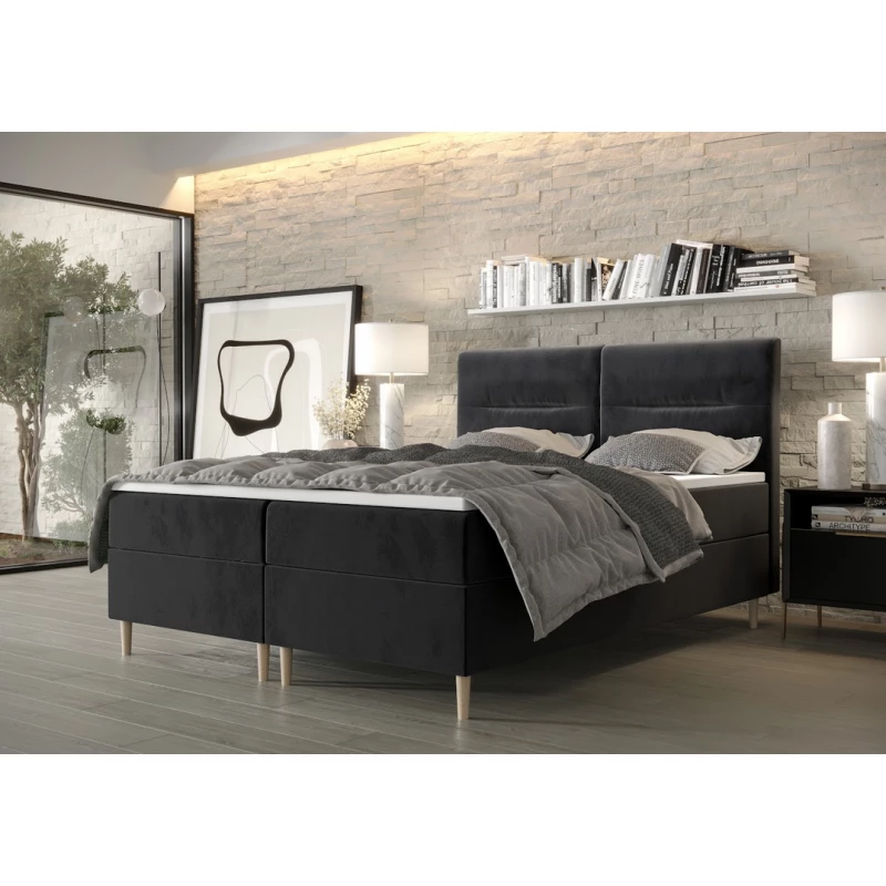 Boxspringbett mit Stauraum HENNI – 200x200, Graphit hell