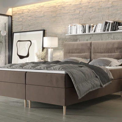 Boxspringbett mit Stauraum HENNI – 200x200, Milchschokolade