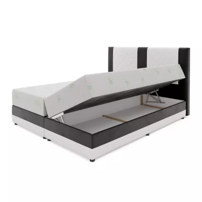 Boxspringbett mit Stauraum PIERROT COMFORT – 200x200, Grau / Schwarz