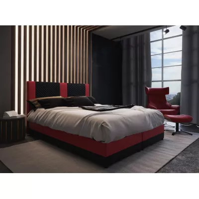 Boxspringbett mit Stauraum PIERROT – 200x200, Schwarz / Rot