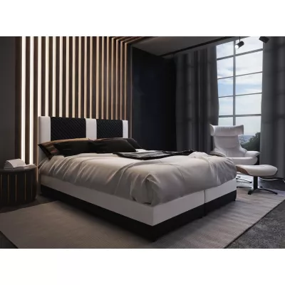 Boxspringbett mit Stauraum PIERROT – 160x200, Schwarz / Weiß