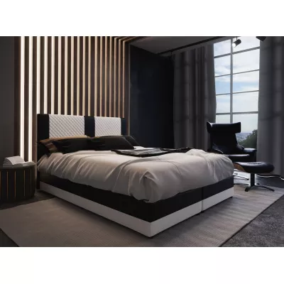 Boxspringbett mit Stauraum PIERROT – 160x200, Weiß / Schwarz