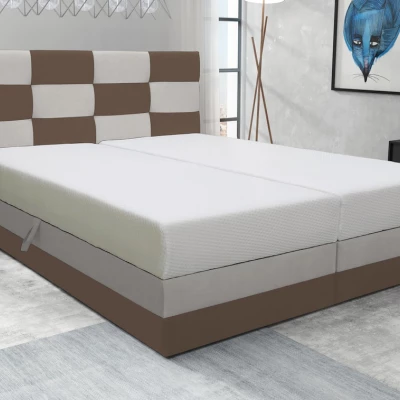 Boxspringbett mit Stauraum MARLEN COMFORT – 200x200, Braun / Beige