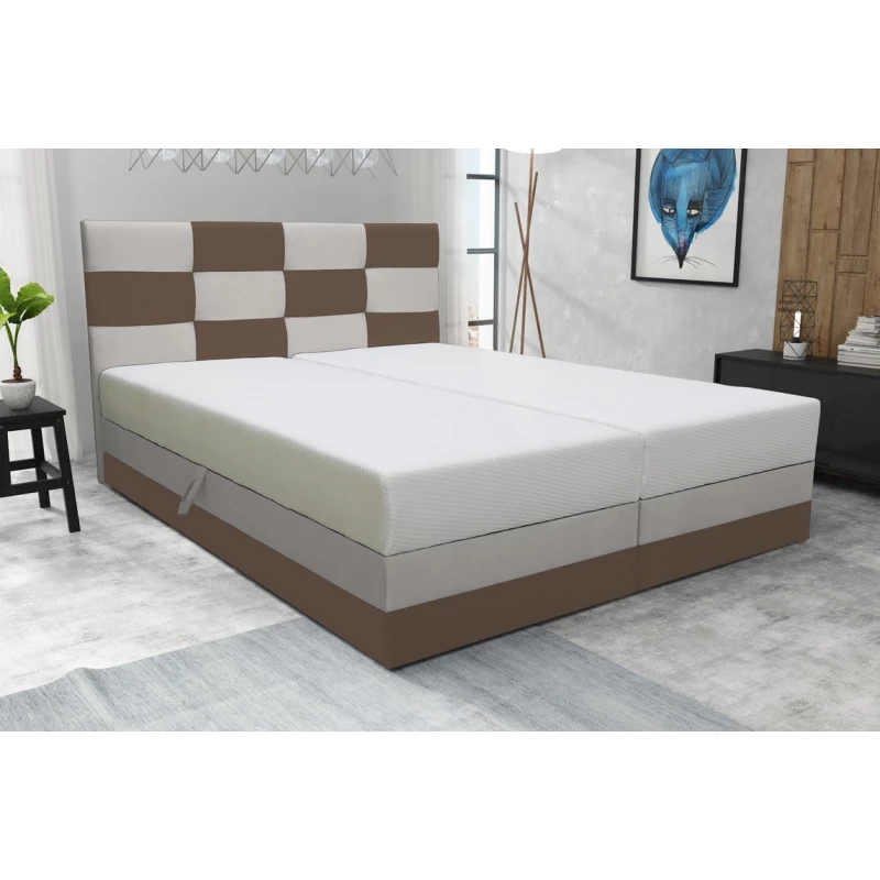 Boxspringbett mit Stauraum MARLEN COMFORT – 200x200, Braun / Beige