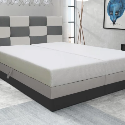 Boxspringbett mit Stauraum MARLEN COMFORT – 200x200, Grau / Beige