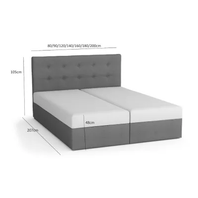 Boxspringbett mit Stauraum MARLEN COMFORT – 200x200, Grau / Beige