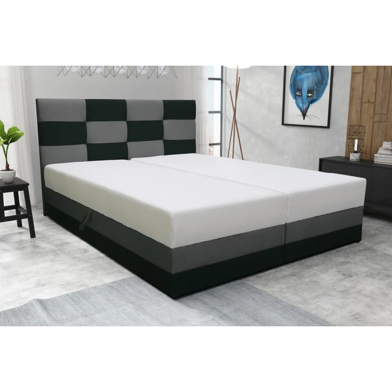 Boxspringbett mit Stauraum MARLEN COMFORT – 200x200, Anthrazit / Grau