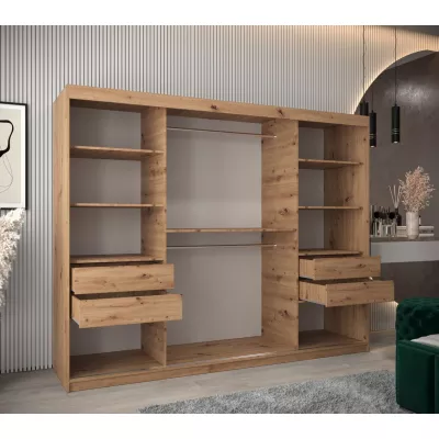 Kleiderschrank mit Spiegel ANNA – Breite 250 cm, Eiche artisan