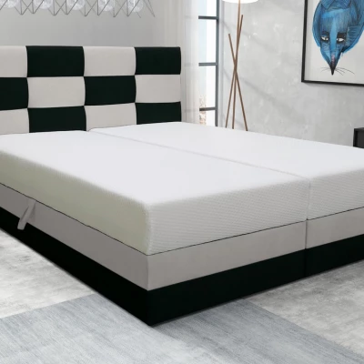 Boxspringbett mit Stauraum MARLEN COMFORT – 200x200, Anthrazit / Beige