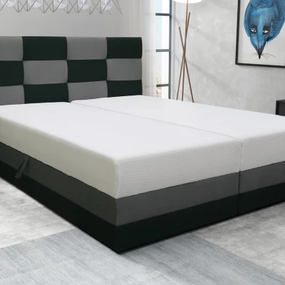 Boxspringbett mit Stauraum MARLEN – 200x200, Anthrazit / Grau