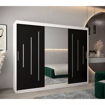 Kleiderschrank mit Spiegel ANNA – Breite 250 cm, weiß / schwarz