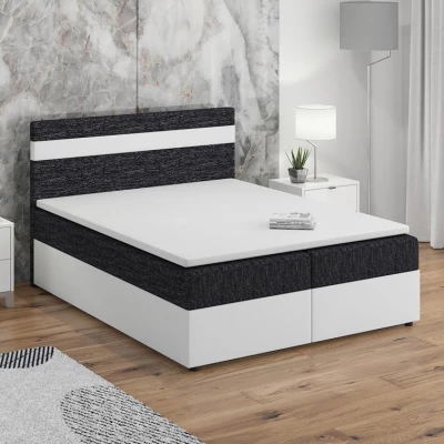 Boxspringbett mit Stauraum SISI COMFORT – 200x200, Schwarz / Weiß