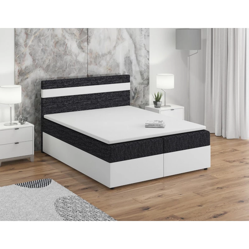 Boxspringbett mit Stauraum SISI COMFORT – 200x200, Schwarz / Weiß