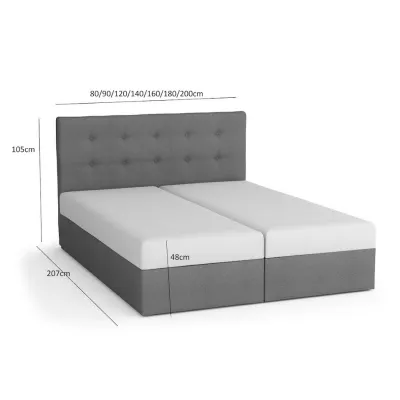 Boxspringbett mit Stauraum SISI COMFORT – 200x200, Hellgrau / Grau