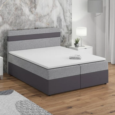 Boxspringbett mit Stauraum SISI COMFORT – 200x200, Hellgrau / Grau