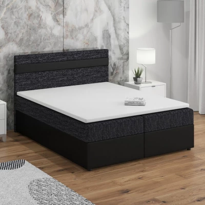 Boxspringbett mit Stauraum SISI COMFORT – 200x200, Schwarz / Schwarz