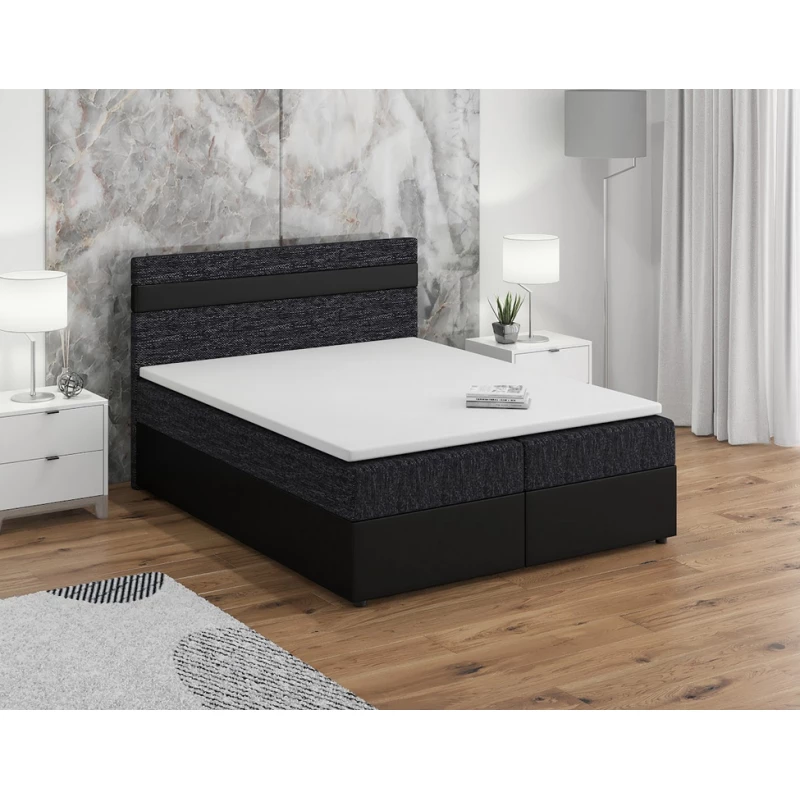 Boxspringbett mit Stauraum SISI COMFORT – 200x200, Schwarz / Schwarz