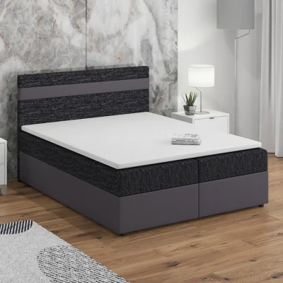 Boxspringbett mit Stauraum SISI COMFORT – 200x200, Schwarz / Grau