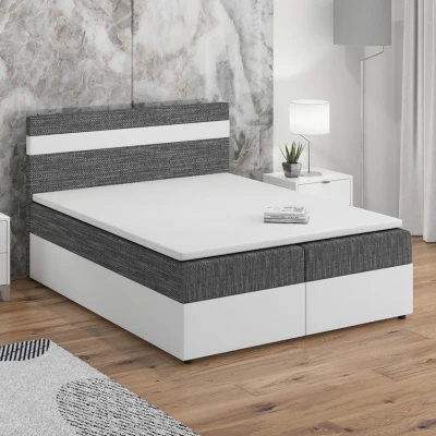 Boxspringbett mit Stauraum SISI COMFORT – 200x200, Grau / Weiß