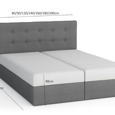 Boxspringbett mit Stauraum SISI – 200x200, Grau / Weiß