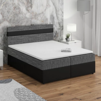 Boxspringbett mit Stauraum SISI COMFORT – 200x200, Grau / Schwarz